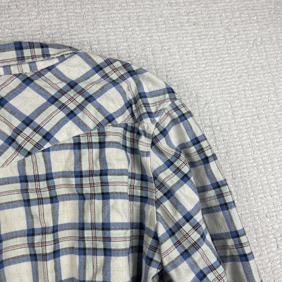 Salt Valley Western Shirt Men’s L White / Blue Plaid Button Up Long Sleeve Snap* - Picture 16 of 16